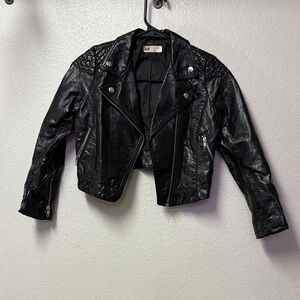 H&M Black Quilted Leather Jacket